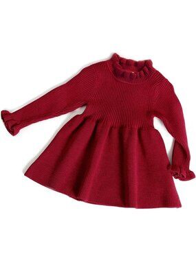 Cozy Knit Sweater Dress for Baby Girls - Long Sleeve, Perfect for Fall & Winter
